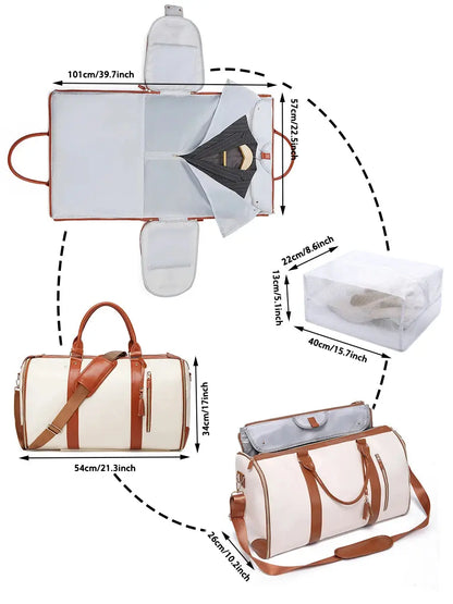 Carry On Garment Bag 55L Large Pu Leather Duffle Bag Waterproof With Shoe Pouch For 2 In 1 Hanging Suitcase Suit Travel Bags Reseller