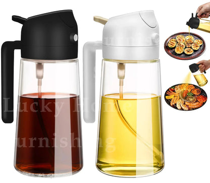 Spray for Olive Oil Dispenser Plastic 2 in 1 Oil Spray&Pour Oil Mister Bottle Cooking BBQ Baking  AirFryer 500ML for Oil Bottles