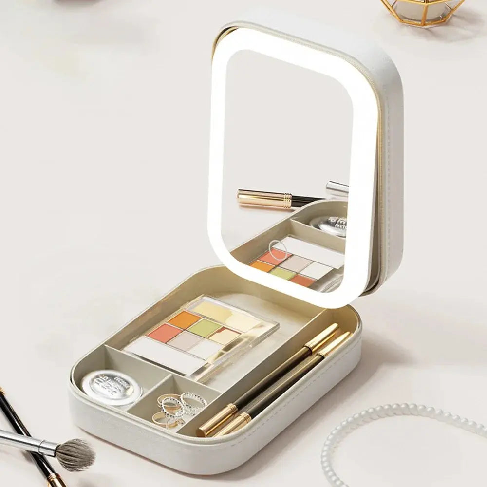 LED Mirror Makeup Storage Box Portable Travel Reseller