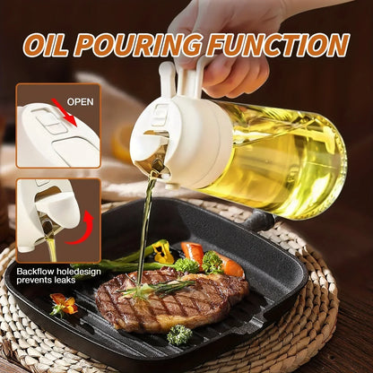 Spray for Olive Oil Dispenser Plastic 2 in 1 Oil Spray&Pour Oil Mister Bottle Cooking BBQ Baking  AirFryer 500ML for Oil Bottles