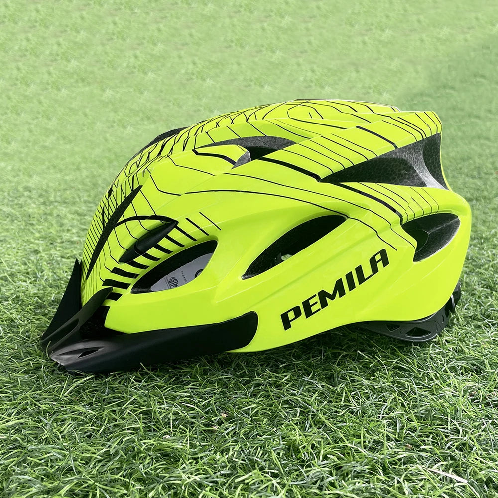 Stripe Ultralight Road Mountain Bike Helmet With Sun Visor Ultralight DH MTB Bicycle Helmet Outdoor Sports Riding Cycling Helmet