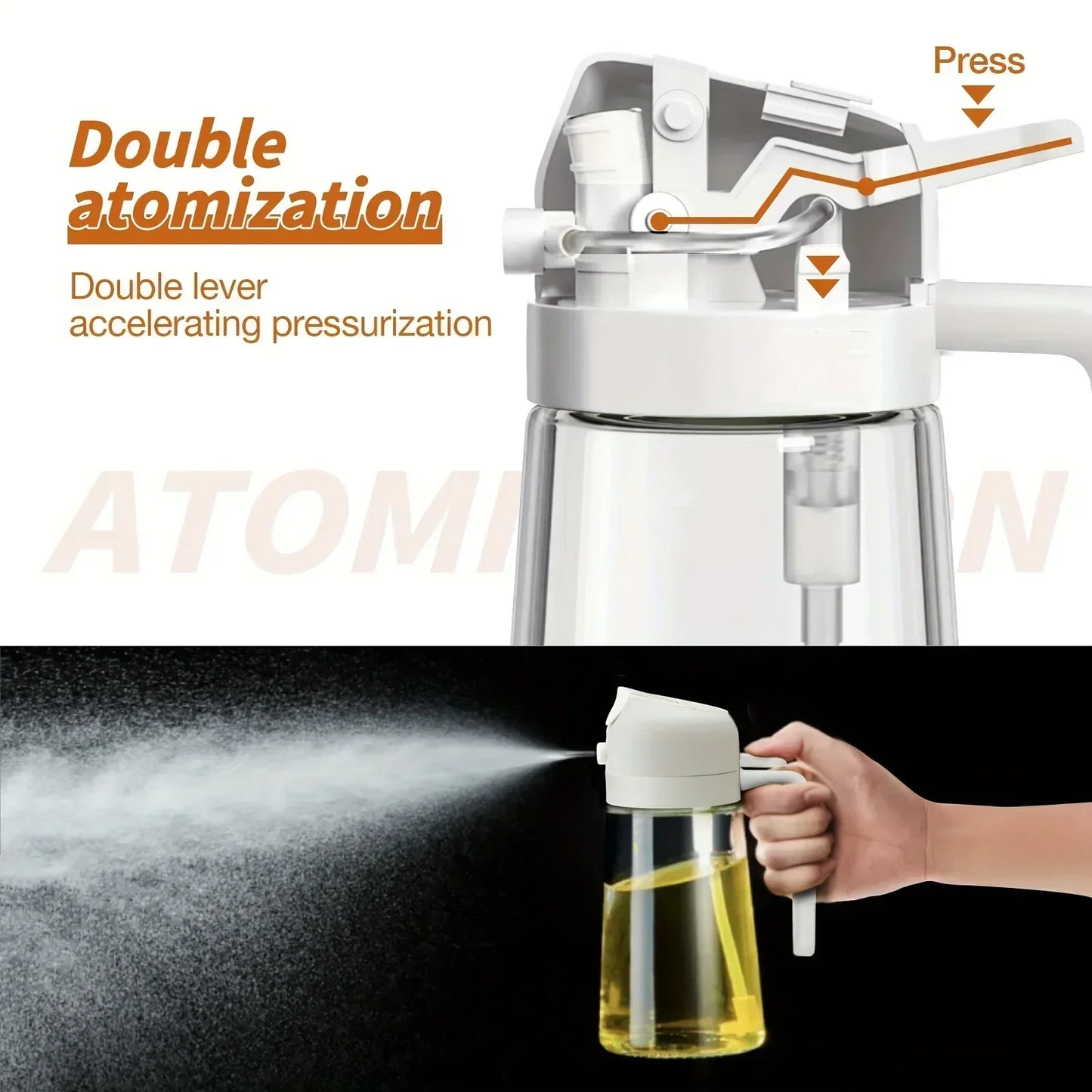 Spray for Olive Oil Dispenser Plastic 2 in 1 Oil Spray&Pour Oil Mister Bottle Cooking BBQ Baking  AirFryer 500ML for Oil Bottles