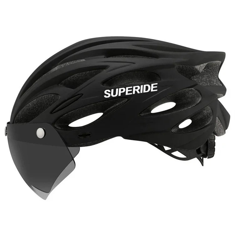 SUPERIDE Ultalight Cycling Helmet with Magnetic Googles & Sun Visor Men Women In-mold Road Bike MTB Bicycle Helmet
