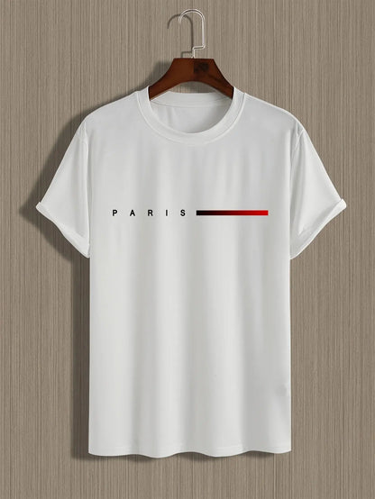 Men's 100% cotton summer loose PARIS Creative Letter Reseller
