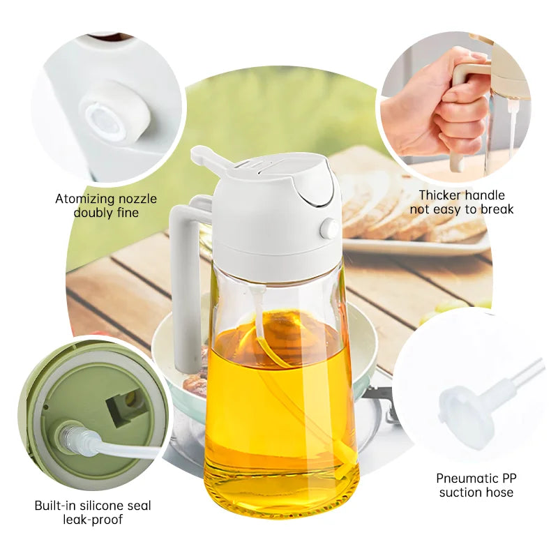 New 500ml Plastic Spray Oil Sprayer Bottle Atomized Fat Loss Spray Oil Artifact Oil Spray Bottle BBQ Cooking Kitchen Tool