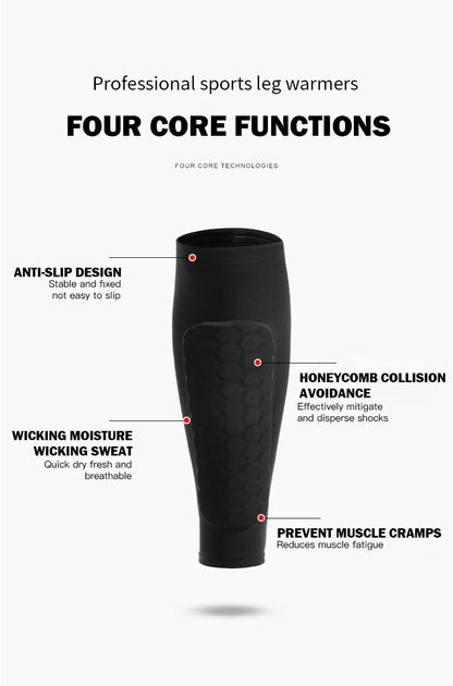 1Pcs Football Shin Guard Socks Sleeves with Foam Calf Compression Sleeve Honeycomb Pads Sports Legging & Soccer Equipment