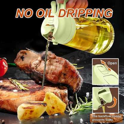 1-2PCS 2in1 Spray Oil Dispenser Oil Jar Cruet BBQ 500ml Plastic Spray Sprayer Bottle Kitchen Baking Roasting Picnic Kitchen Tool
