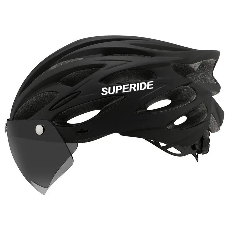 SUPERIDE Ultalight Cycling Helmet with Magnetic Googles & Sun Visor Men Women In-mold Road Bike MTB Bicycle Helmet