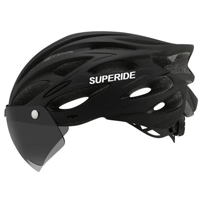 SUPERIDE Ultalight Cycling Helmet with Magnetic Googles & Sun Visor Men Women In-mold Road Bike MTB Bicycle Helmet