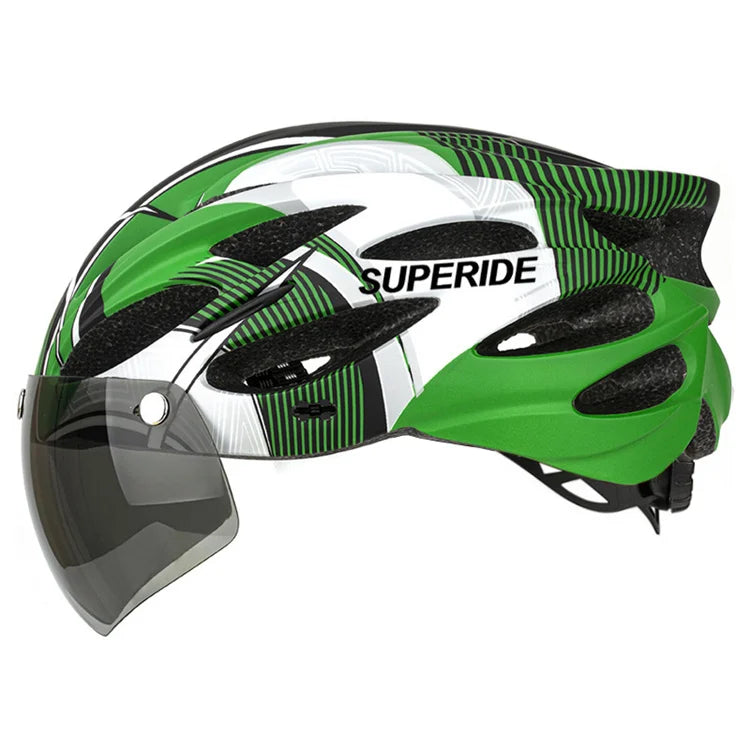SUPERIDE Ultalight Cycling Helmet with Magnetic Googles & Sun Visor Men Women In-mold Road Bike MTB Bicycle Helmet