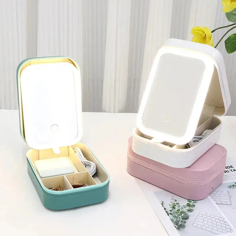 LED Mirror Makeup Storage Box Portable Travel Reseller