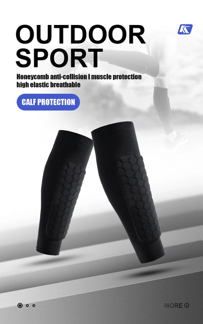 1Pcs Football Shin Guard Socks Sleeves with Foam Calf Compression Sleeve Honeycomb Pads Sports Legging & Soccer Equipment