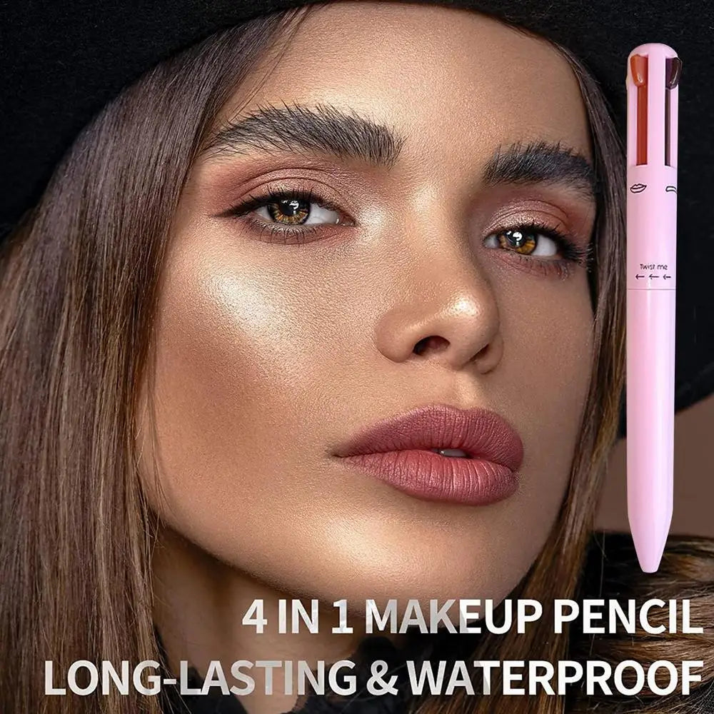 NEW 4 In 1 Eyebrow Pencil Lip Liner Highlighter Pen Waterproof Lasting EasyColor Sweat-Proof Eyeliner Makeup Pen Cosmetic Beauty