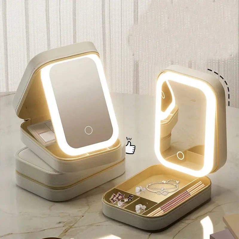 LED Mirror Makeup Storage Box Portable Travel Reseller
