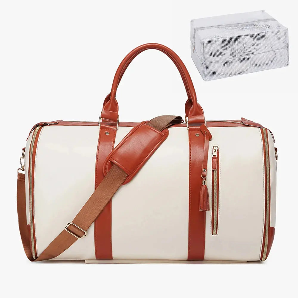 Carry On Garment Bag 55L Large Pu Leather Duffle Bag Waterproof With Shoe Pouch For 2 In 1 Hanging Suitcase Suit Travel Bags Reseller