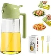 Spray for Olive Oil Dispenser Plastic 2 in 1 Oil Spray&Pour Oil Mister Bottle Cooking BBQ Baking  AirFryer 500ML for Oil Bottles