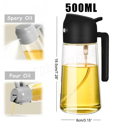 1-2PCS 2in1 Spray Oil Dispenser Oil Jar Cruet BBQ 500ml Plastic Spray Sprayer Bottle Kitchen Baking Roasting Picnic Kitchen Tool