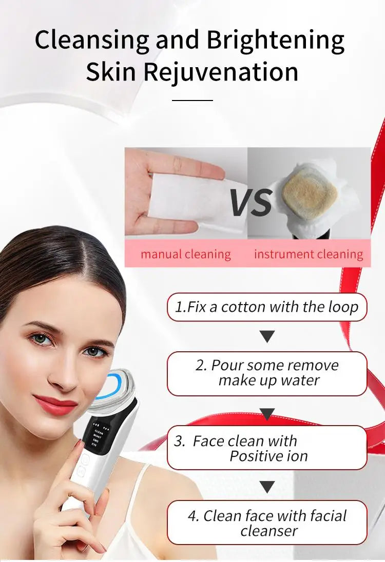 4 in 1 Microcurrent Facial Massager Vibration Anti Aging Face Eye and Neck Skin Care Tool EMS Face Toning Face Lifting Device