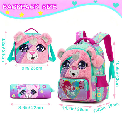 Kids Backpack for Girls Cute School Bag Set with Insulated Lunch Tote Back to School Bookbag Perfect Gift for Elementary Student