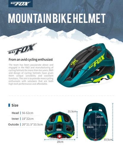 BATFOX Bike Helmet Overall Molded Mountain Road Helmet Ultralight Men Bicycle Cycling Equipment DH AM Casco Ciclismo Bicicleta