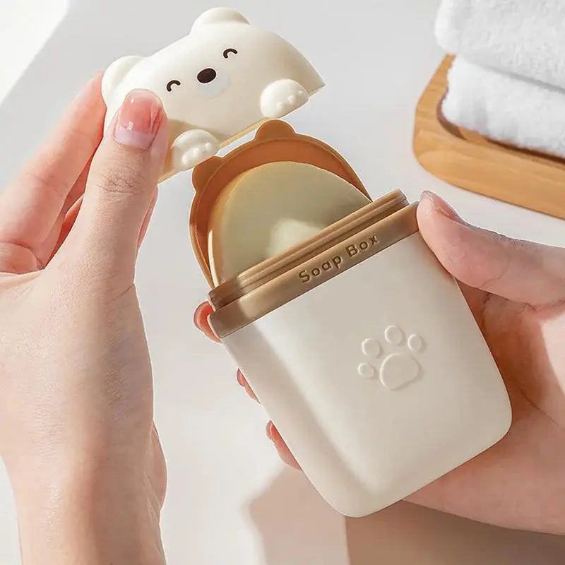 Cartoon Bear Portable Soap Dish Sealed Storage Reseller