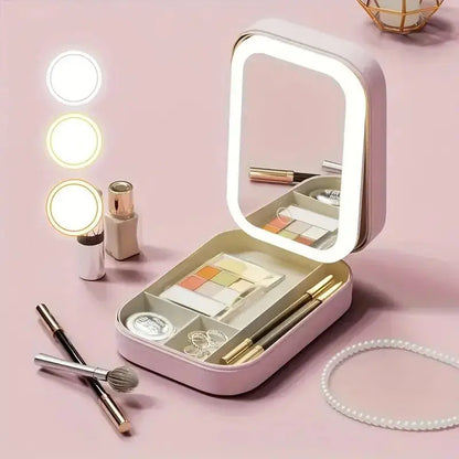 LED Mirror Makeup Storage Box Portable Travel Reseller