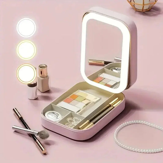 LED Mirror Makeup Storage Box Portable Travel Reseller