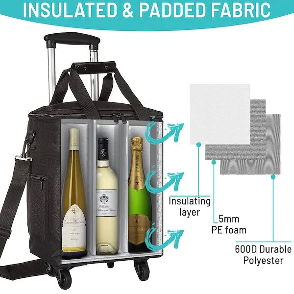 Professional Wine Cooler Trolley ELITE PRO 6-bottles with Insulated and Removable Dividers Reseller