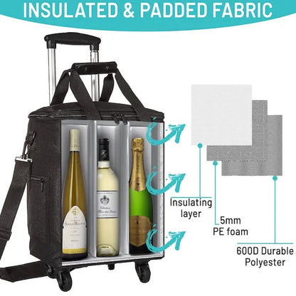 Professional Wine Cooler Trolley ELITE PRO 6-bottles with Insulated and Removable Dividers Reseller
