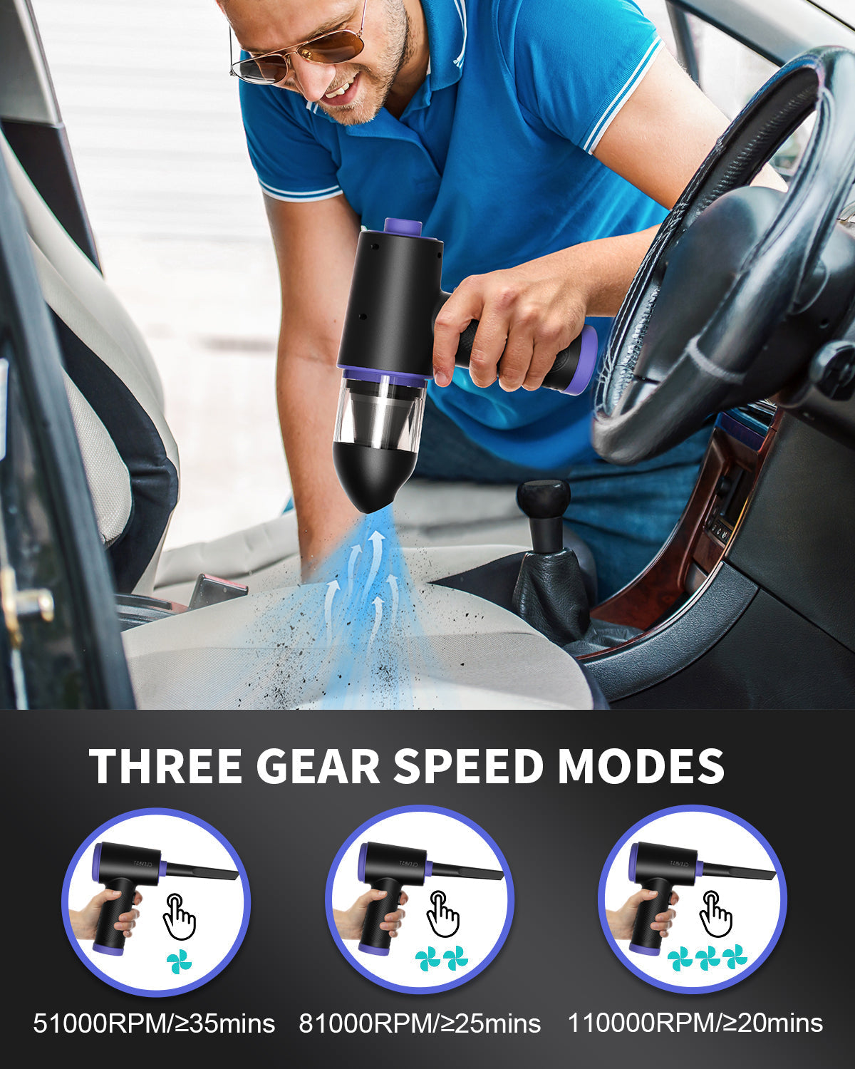 Compressed Air-3 Gear 110000RPM Electric Air Duster, 3 in 1 Versatile Compressed Air Duster-Cordless Dust Blower & Mini Vacuum & Inflating for PC, Computer, Keyboard, Rechargeable Canned Air Reseller