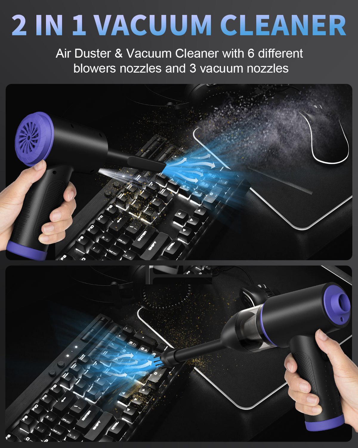 Compressed Air-3 Gear 110000RPM Electric Air Duster, 3 in 1 Versatile Compressed Air Duster-Cordless Dust Blower & Mini Vacuum & Inflating for PC, Computer, Keyboard, Rechargeable Canned Air Reseller