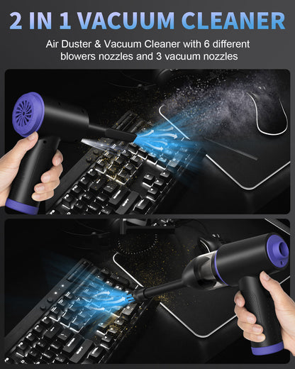 Compressed Air-3 Gear 110000RPM Electric Air Duster, 3 in 1 Versatile Compressed Air Duster-Cordless Dust Blower & Mini Vacuum & Inflating for PC, Computer, Keyboard, Rechargeable Canned Air Reseller