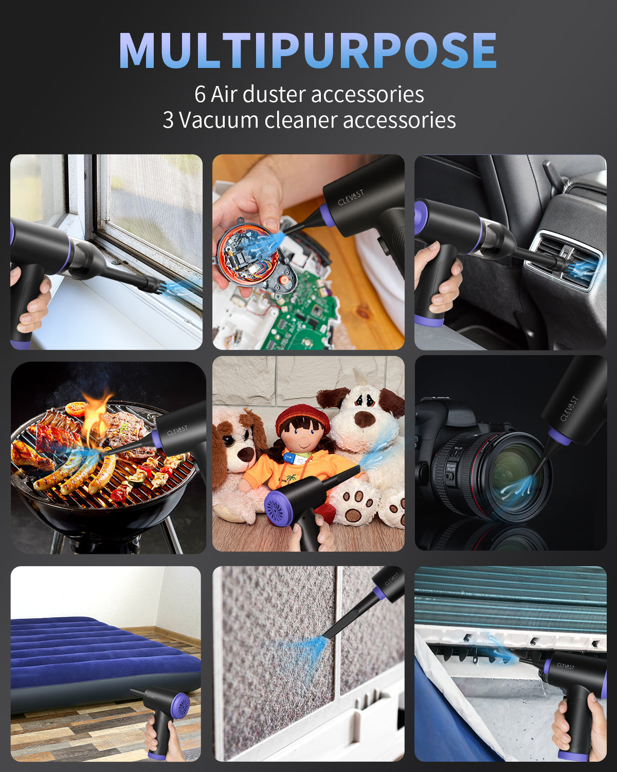 Compressed Air-3 Gear 110000RPM Electric Air Duster, 3 in 1 Versatile Compressed Air Duster-Cordless Dust Blower & Mini Vacuum & Inflating for PC, Computer, Keyboard, Rechargeable Canned Air Reseller